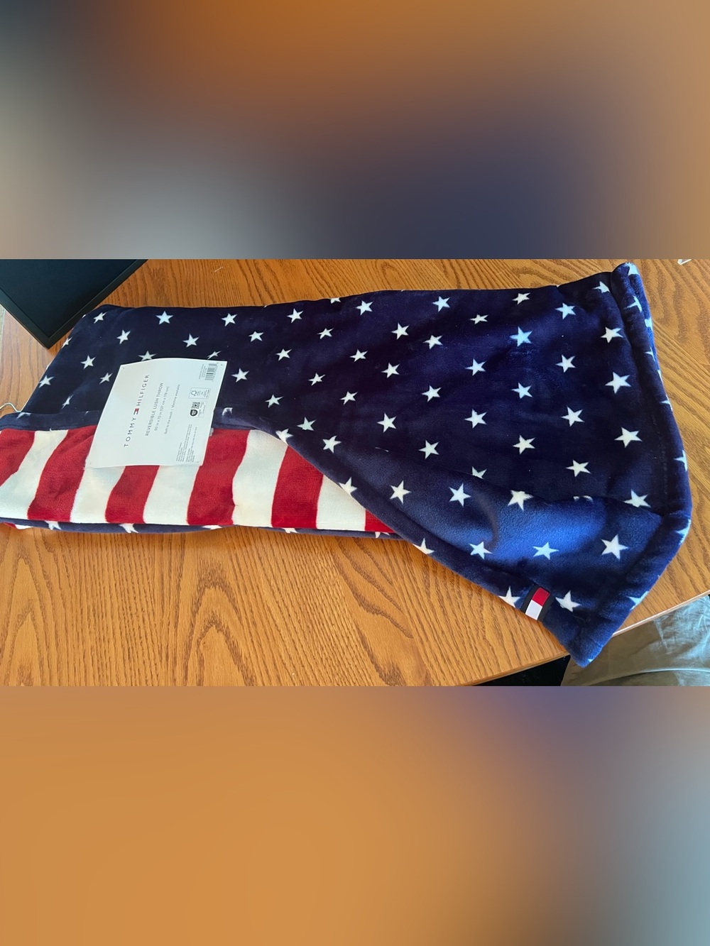 Tommy Hilfiger Patriotic Flag Reversible Lush Throw